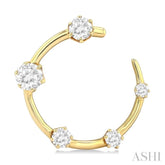 1.00 ctw Open Circle Round Cut Diamond Fashion Half Hoop Earrings in 14K Yellow Gold